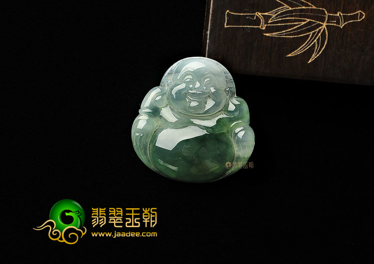 冰种飘花缅甸翡翠A货玉佛挂件