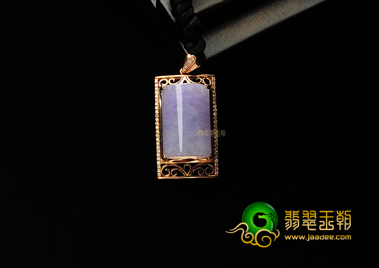 糯冰种紫罗兰缅甸翡翠A货镶玫瑰金胸坠(真钻)
