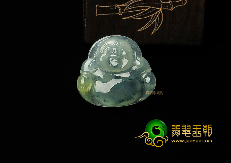 冰种飘花略带黄翡缅甸翡翠A货玉佛挂件