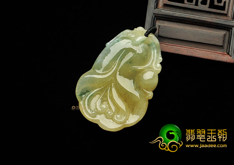 糯冰种黄翡飘花缅甸翡翠A货玉兰花挂件