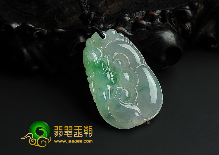 冰种飘花缅甸翡翠A货如意寿挂件