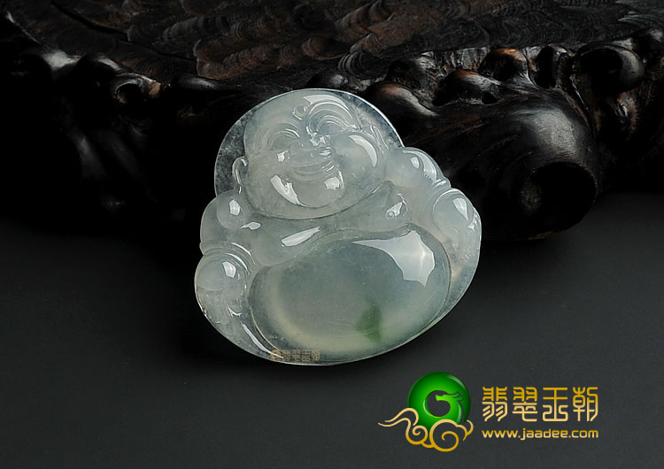 冰种飘花缅甸翡翠A货玉佛挂件