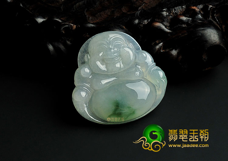 冰种飘花缅甸翡翠A货玉佛挂件