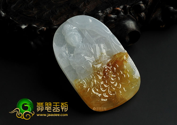 冰种褐黄翡缅甸翡翠A货西施挂件