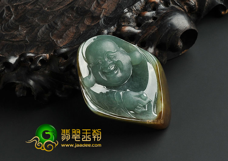糯冰种褐黄翡晴水缅甸翡翠A货玉佛挂件