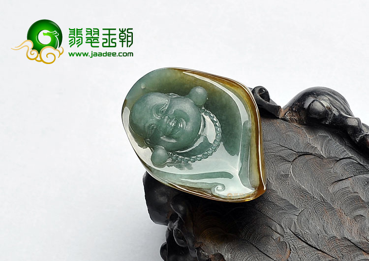 糯冰种褐黄翡晴水缅甸翡翠A货玉佛挂件
