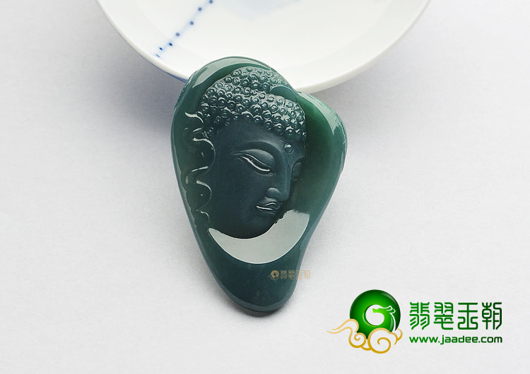 冰种蓝水缅甸翡翠A货释迦牟尼挂件