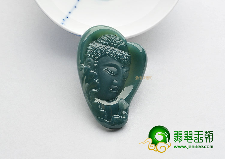 冰种蓝水缅甸翡翠A货释迦牟尼挂件
