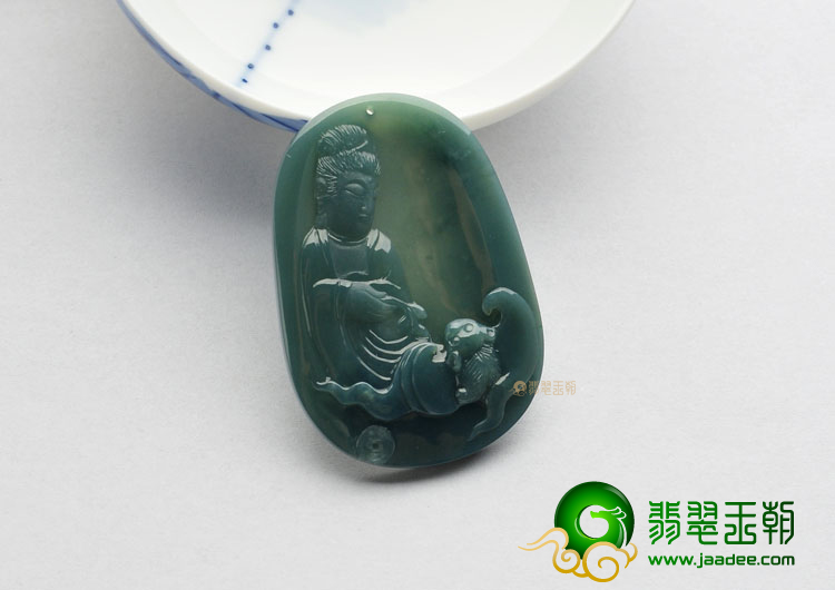 冰种蓝水缅甸翡翠A货观音挂件