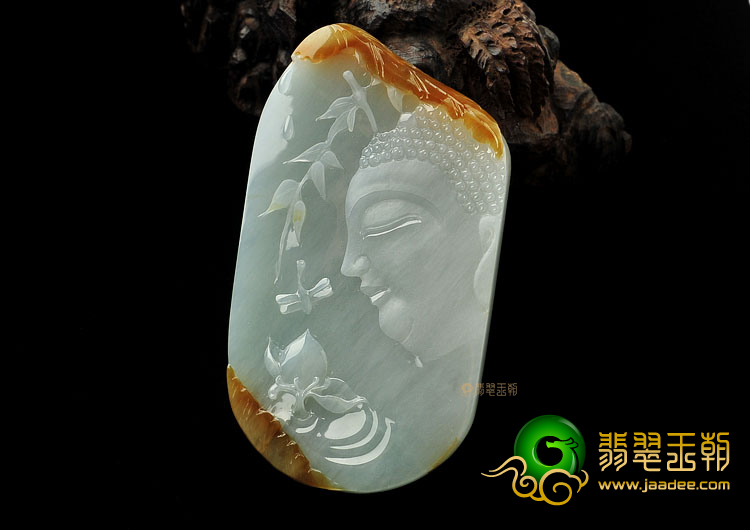 冰种晴水红黄翡缅甸翡翠A货释迦牟尼挂件
