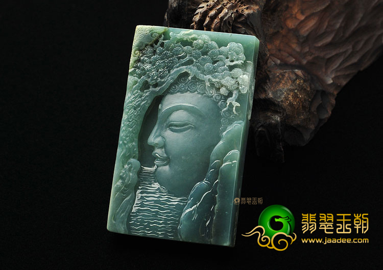 冰种蓝水缅甸翡翠A货释迦牟尼挂件