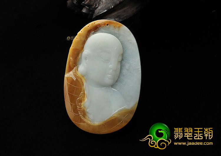 糯冰种褐黄翡缅甸翡翠A货地藏王挂件
