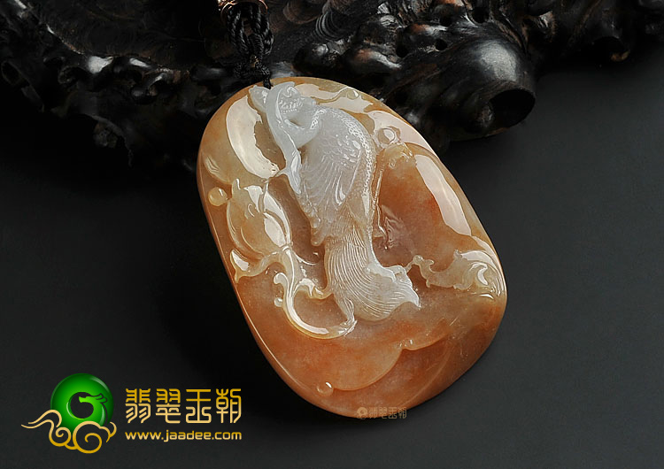 糯冰种红黄翡缅甸翡翠A货一路连科挂件