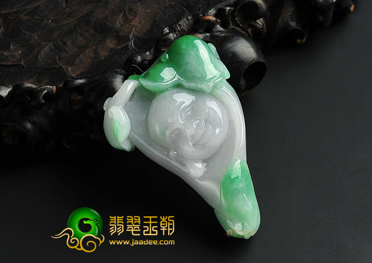 糯冰种淡春带彩缅甸翡翠A货玉佛挂件