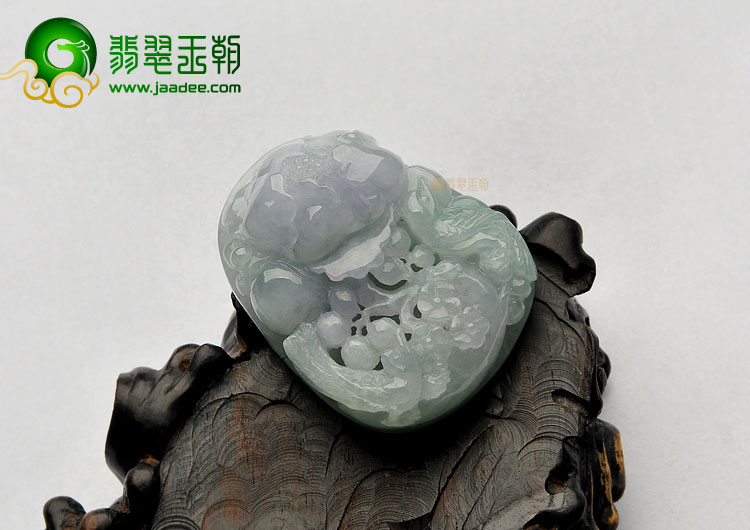 糯冰种紫罗兰.晴水缅甸翡翠A货鸟语花香挂件