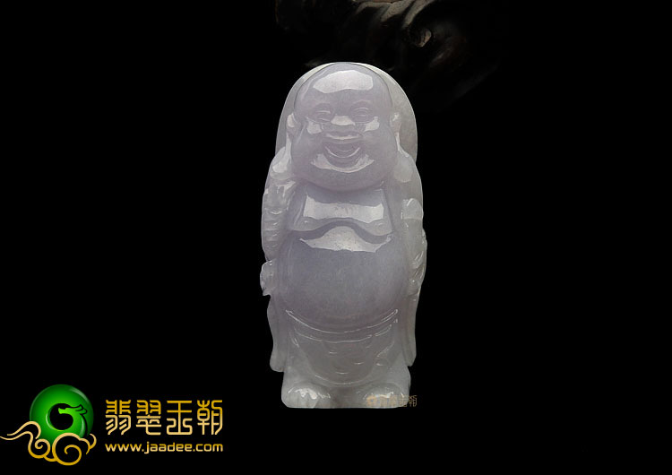 糯冰种紫罗兰缅甸翡翠A货站佛挂件
