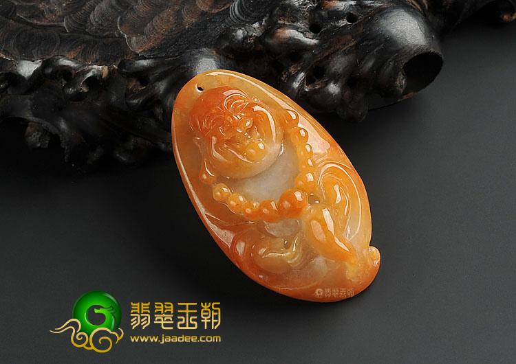 糯冰种红黄翡缅甸翡翠A货玉佛挂件