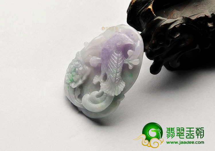 糯冰种紫罗兰飘花缅甸翡翠A货花开富贵挂件