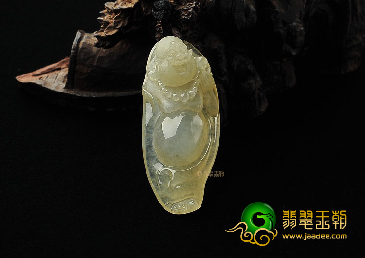 冰种黄翡缅甸翡翠A货玉佛挂件