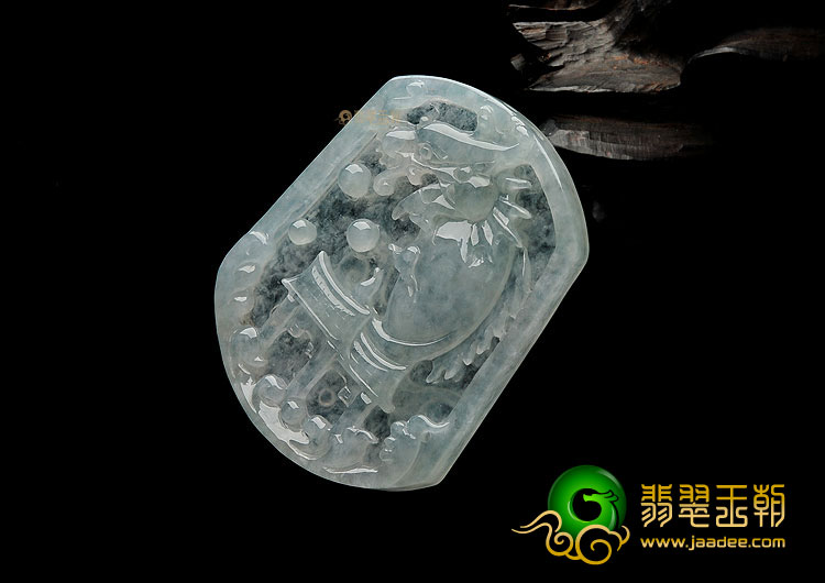 冰种淡晴水缅甸翡翠A货鱼跃龙门挂件