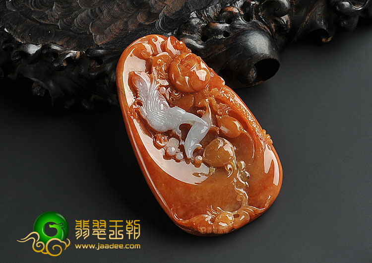 糯冰种红黄翡缅甸翡翠A货一路连科挂件