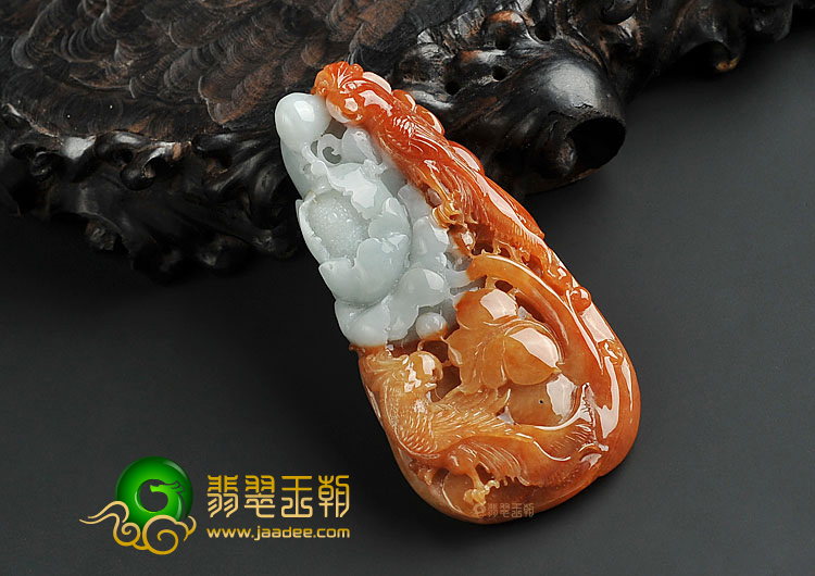 糯冰种红黄翡缅甸翡翠A货鹦鹉挂件