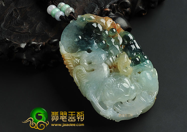 糯冰种三彩缅甸翡翠A货一路连科挂件/手玩件