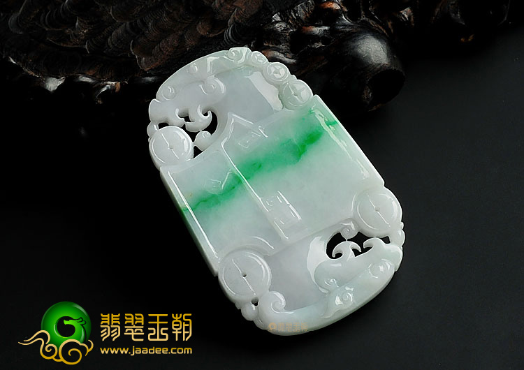 糯冰种飘翠缅甸翡翠A货仿古龙挂件