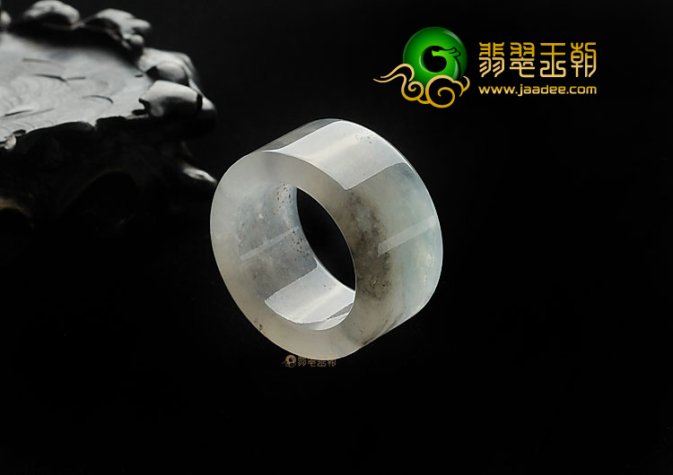 冰种(乌鸡种)水墨色缅甸翡翠A货扳指