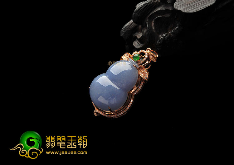 糯冰种紫罗兰缅甸翡翠A货镶玫瑰金葫芦胸坠(真钻)