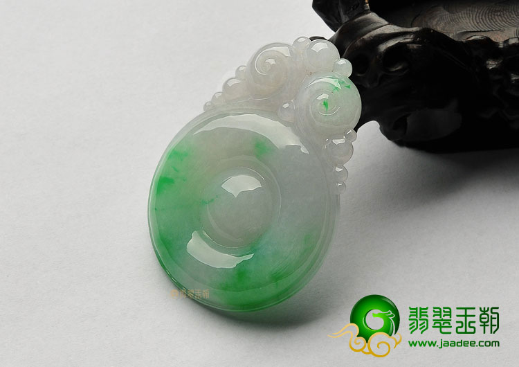 糯冰种飘翠缅甸翡翠A货福在眼前挂件