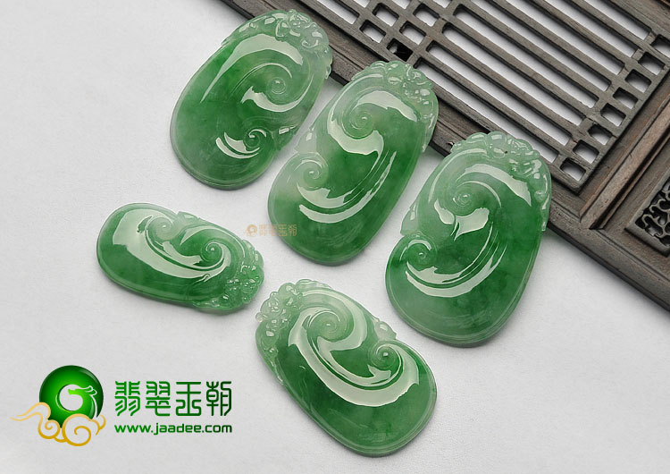 冰种飘花缅甸翡翠A货如意挂件(一批走)