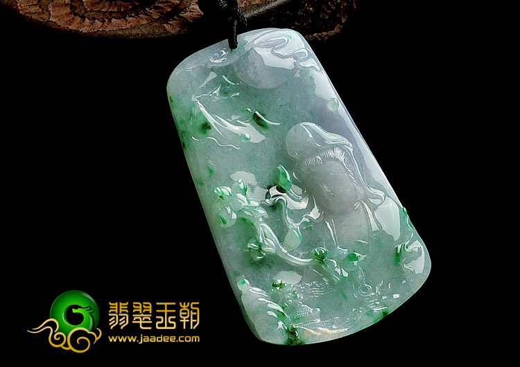 糯冰种春带彩缅甸翡翠A货观音挂件