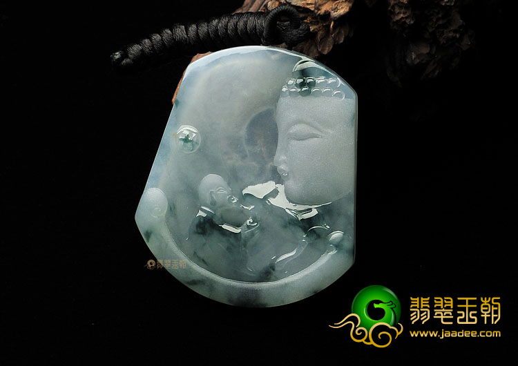 冰种飘花缅甸翡翠A货求佛挂件