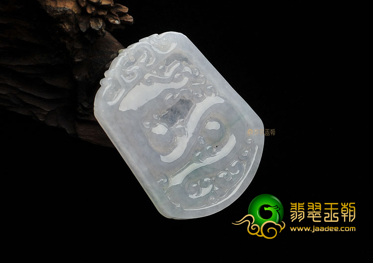 冰种淡紫罗兰缅甸翡翠A货龙牌挂件