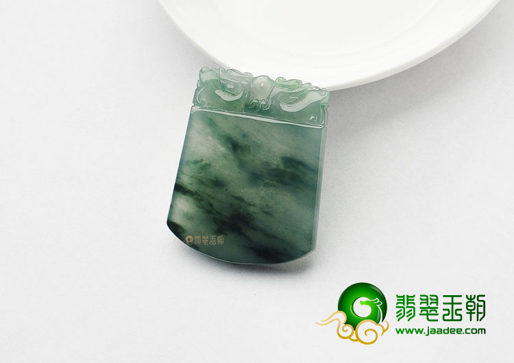 冰种飘花缅甸翡翠A货方牌挂件