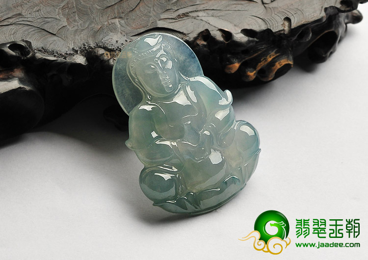冰种晴水缅甸翡翠A货观音挂件