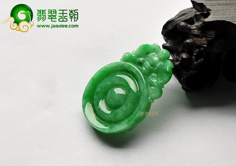 糯冰种翠色缅甸翡翠A货福在眼前挂件