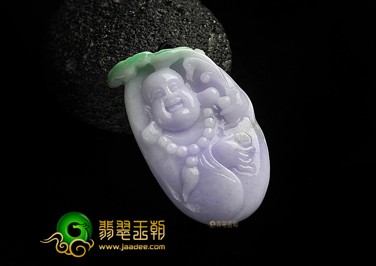 糯冰种春带彩缅甸翡翠A货玉佛挂件