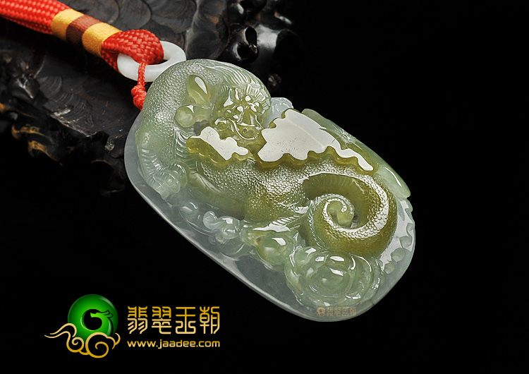 糯冰种褐黄翡晴水缅甸翡翠A货龙牌挂件
