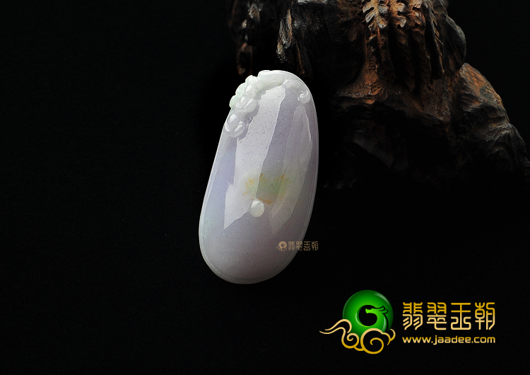 糯冰种淡紫罗兰缅甸翡翠A货福瓜挂件