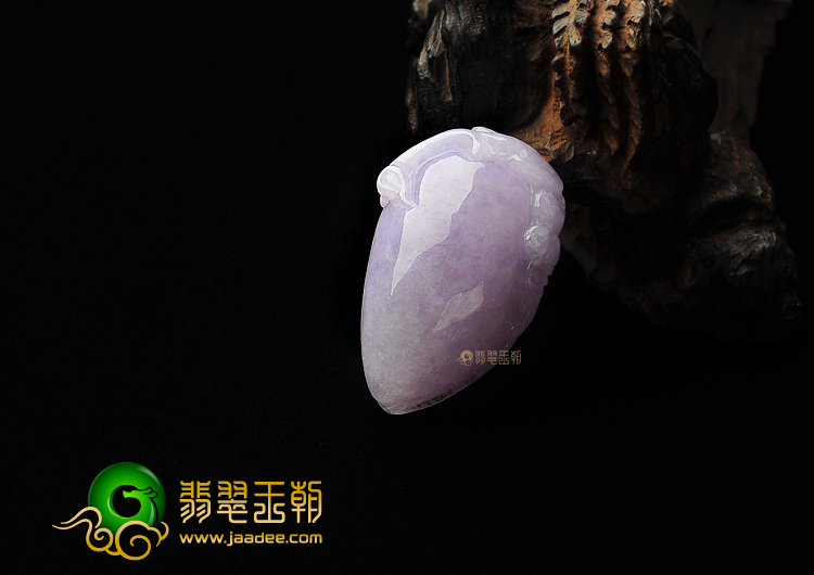糯冰种紫罗兰缅甸翡翠A货寿桃挂件