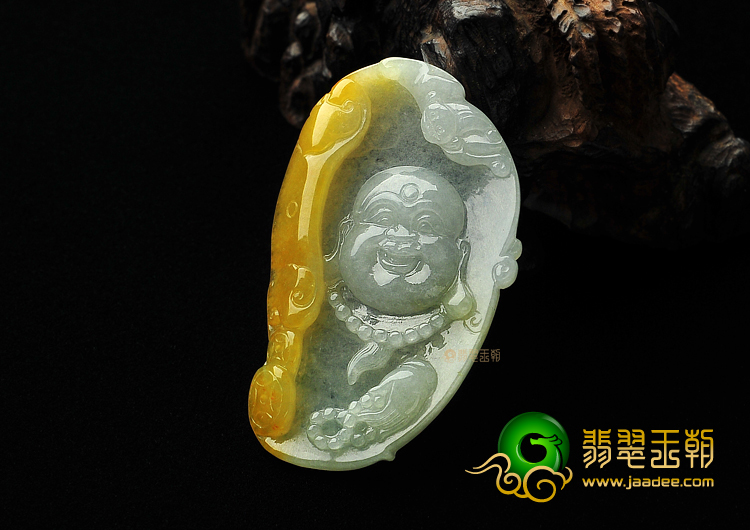 糯冰种晴水褐黄翡缅甸翡翠A货玉佛挂件