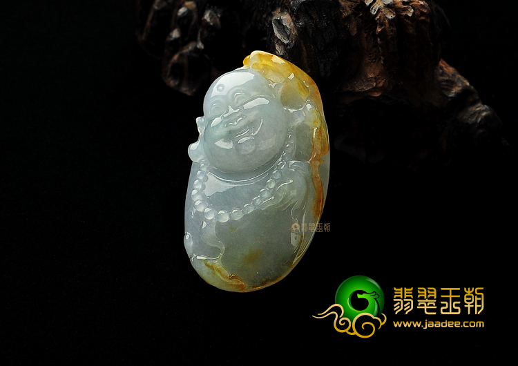糯冰种晴水褐黄翡缅甸翡翠A货玉佛挂件