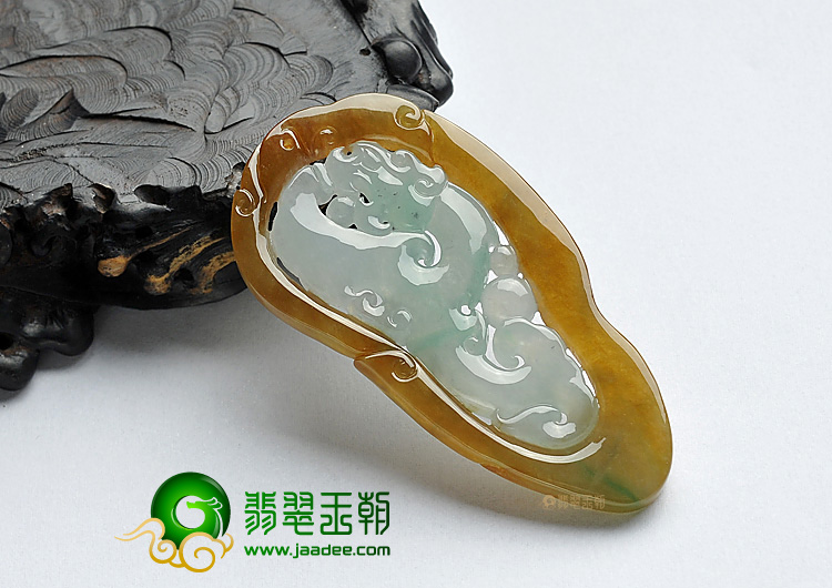 冰种褐黄翡晴水缅甸翡翠A货仿古凤挂件