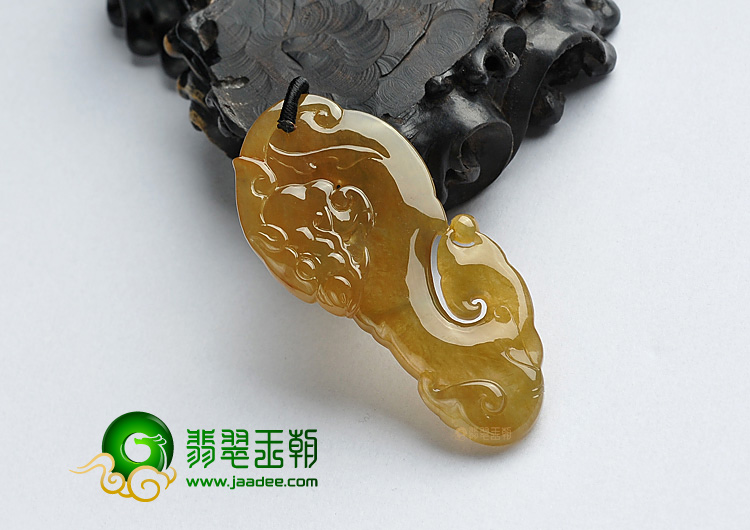 冰种褐黄翡缅甸翡翠A货仿古龙挂件