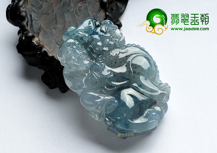 冰种水墨色飘花缅甸翡翠A货罗汉挂件
