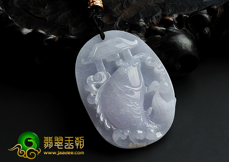 糯冰种紫罗兰缅甸翡翠A货鱼跃龙门挂件