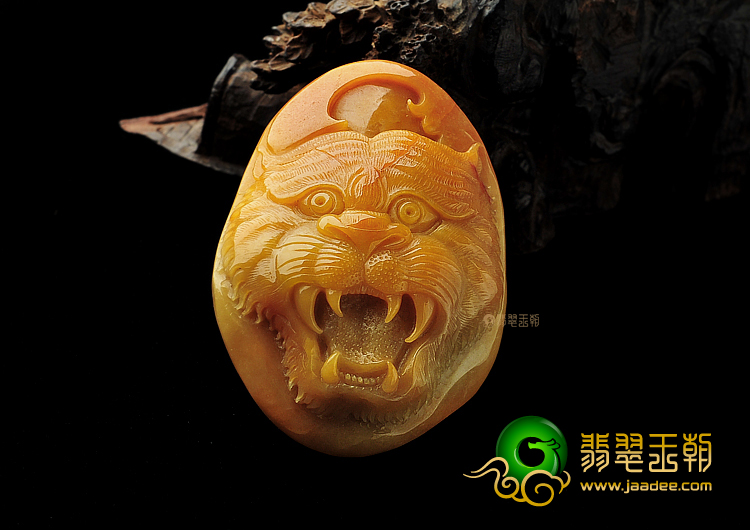 糯冰种褐黄翡缅甸翡翠A货虎头挂件