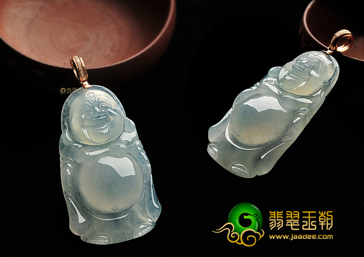冰种晴水缅甸翡翠A货站佛挂件